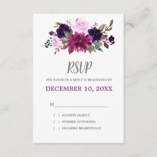 Paarse lavendel bloem boho bruiloft RSVP Kaartje