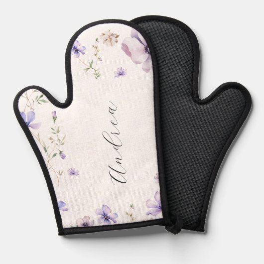 Paarse Lavendel Bloem Bruiloft Bridal Shower Ovenwant (Voorkant / Achterkant)