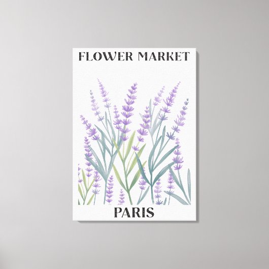 Paarse Lavendel Bloem Waterverf Bloemen Canvas Afdruk (Voorkant)