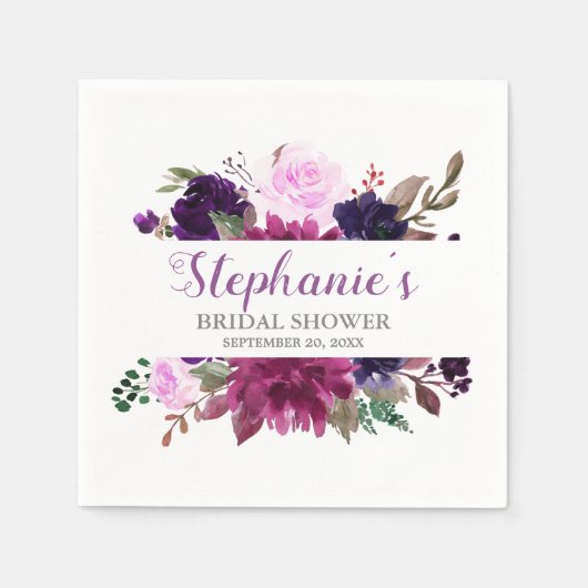 Paarse Lavendel Bloemen Boho Papier Servet (Voorkant)