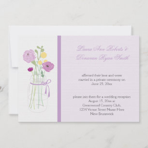 Paarse Lavendel Bloemen Mason Jar Receptie Alleen Kaart