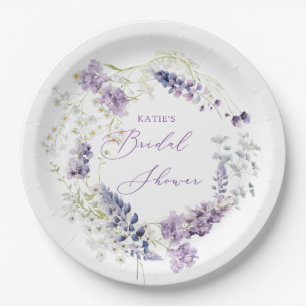Paarse + Lavendel Bloemen Papieren Borden Bordje