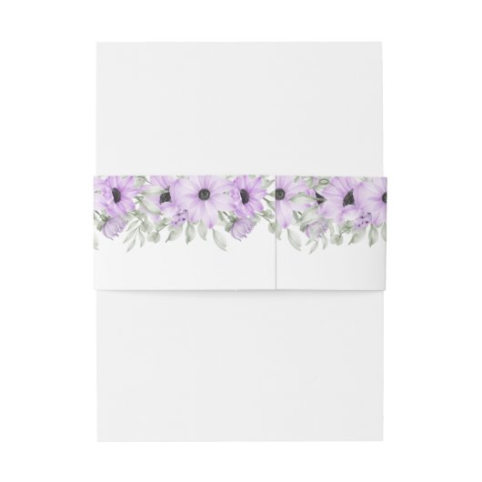 Paarse Lavendel Bloemen Script bruiloft Uitnodigingen Wikkel (Achterkant Voorbeeld)