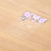 Paarse Lavendel Bloemen Vrouwen 60ste Verjaardagsf Acryl Uitnodigingen (Laagn)