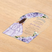 Paarse Lavendel Bloemen Zilver Quinceañera Sweet 1 Acryl Uitnodigingen (Laagn)
