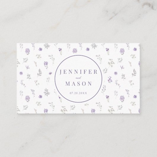 Paarse lavendel bloemenbruiloft RSVP QR-codekaarte Informatiekaartje (Achterkant)