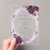 Paarse & Lavendel Bloemenring Bruiloft V2 Acryl Uitnodigingen (Insitu (Draagbaar))