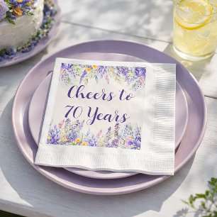Paarse lavendel bloementuinfeest 70ste verjaardag servet