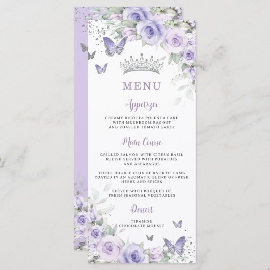 Paarse Lavendel Bloemenvlinders Slim Menu (Voorkant / Achterkant)
