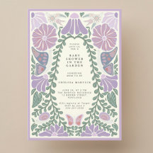 Paarse lavendel bloemige babyshower uitnodiging
