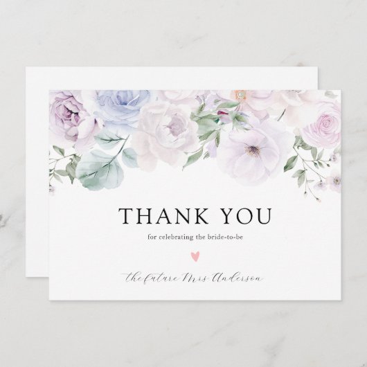 Paarse Lavendel Bloemige Bruidsbruiloft Bedankt (Voorkant / Achterkant)
