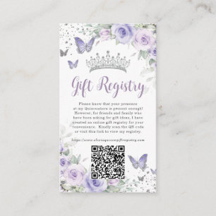Paarse Lavendel Bloemige Quinceanera Cadeau Regist Informatiekaartje