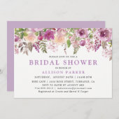 Paarse lavendel bloemige uitnodiging voor bruidsfe (Voorkant / Achterkant)