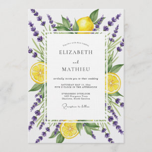 Paarse Lavendel Citrus Bloem Bruiloft Kaart