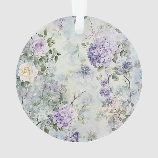 Paarse Lavendel Crème Roze Bloemige Bruidsdouche Ornament (achterkant)