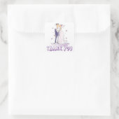 Paarse lavendel dank u bruid bruidegom bruiloft vierkante sticker (Tas)