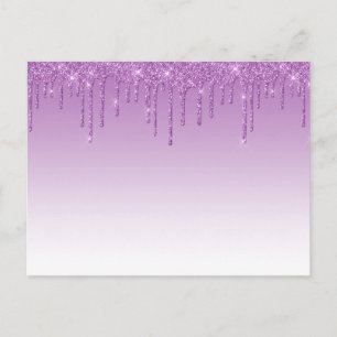 Paarse lavendel druppelglitter briefkaart
