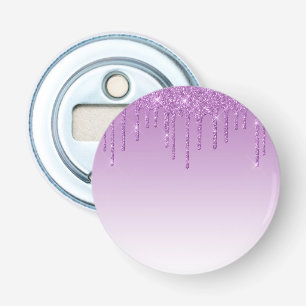 Paarse lavendel druppelglitter button flesopener