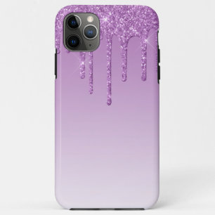 Paarse lavendel druppelglitter iPhone 11 pro max hoesje