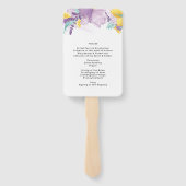 Paarse, lavendel en citroen programma hand fan handwaaier (Achterkant)