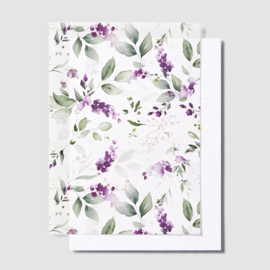 Paarse Lavendel en groen Vellum Overlay Vellum Uitnodigingen (Offset)