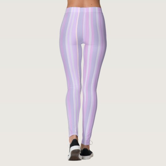 Paarse lavendel en roze gestripte Leggings (Achterkant)