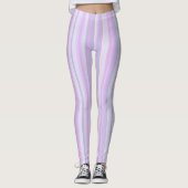 Paarse lavendel en roze gestripte Leggings (Voorkant)