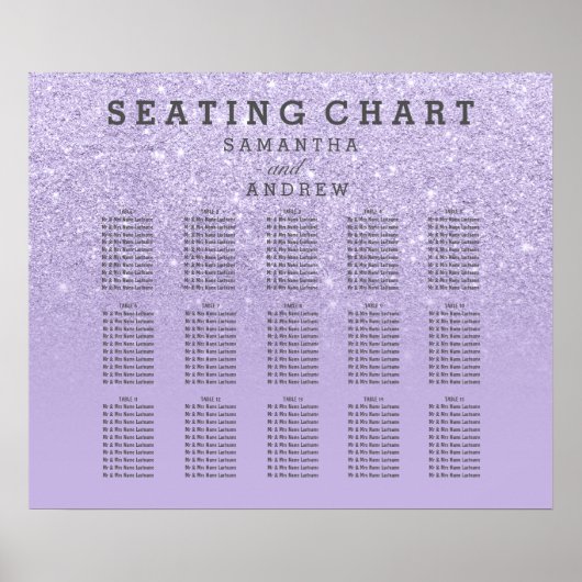 Paarse lavendel faux glitter ombre-zitplaat poster (Voorkant)