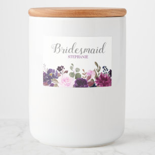 Paarse Lavendel Floral Boho bruiloft dranklabel Voedselcontainer Etiket
