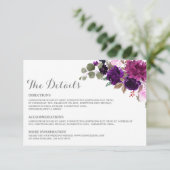 Paarse Lavendel Floral Boho trouwgegevens kaart (Staand voorkant)