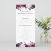 Paarse Lavendel Floral Boho trouwprogrammakaart Programma (Staand voorkant)