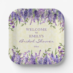 Paarse Lavendel Floral Geel Vrijgezellenfeest Papieren Bordje