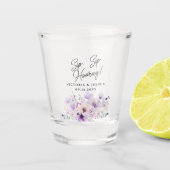 Paarse Lavendel Floral Vrijgezellenfeest Shot Glas (Voorkant)