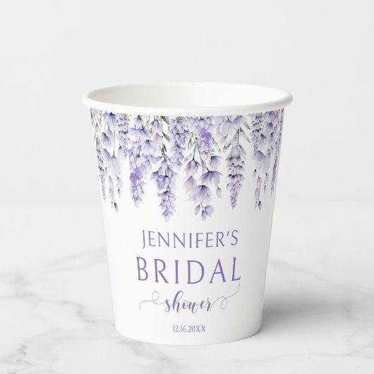 Paarse lavendel florale vrijgezellenfeesten papier papieren bekers (Achterkant)