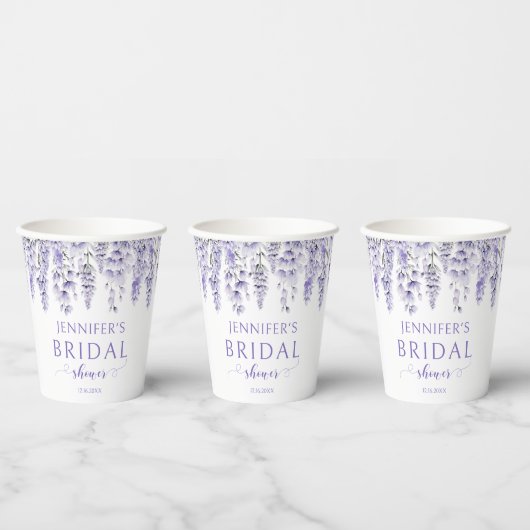 Paarse lavendel florale vrijgezellenfeesten papier papieren bekers (Multi)