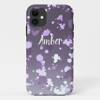 Paarse Lavendel Gradiënt Verfspat Personalized iPhone 11 Hoesje