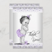 Paarse Lavendel Grijs Baby shower Dank u Bedankkaart (Voorkant / Achterkant)