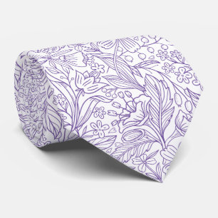 Paarse lavendel halsdoek met bloemenprint stropdas