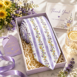 Paarse lavendel halsdoek met bloemenprint stropdas