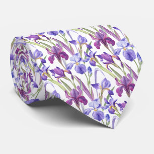 Paarse lavendel halsdoek met bloemenprint stropdas