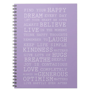 Paarse lavendel inspirerende citaten liefde droom notitieboek