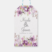 Paarse Lavendel Lila Waterverf Bloemenbruiloft Cadeaulabel (Achterkant)