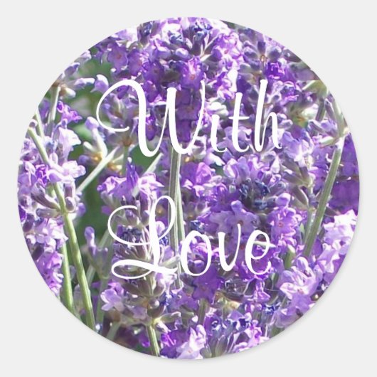 Paarse lavendel 'met liefde' Ronde Sticker (Voorkant)