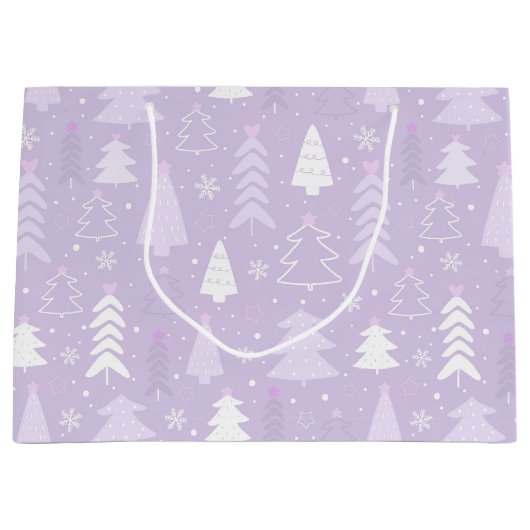 Paarse Lavendel Moderne Bomen Winterkerst Groot Cadeauzakje (Voorkant)