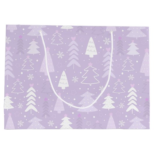 Paarse Lavendel Moderne Bomen Winterkerst Groot Cadeauzakje (Achterkant)