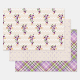 PAARSE & LAVENDEL PAASKRUIZEN WATERVERF BLOEM INPAKPAPIER VEL