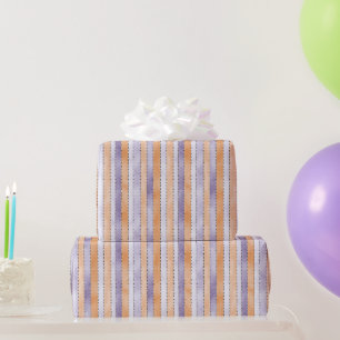 Paarse Lavendel Perzik Strepen Verjaardag Cadeaupapier