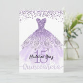 Paarse Lavendel Quinceanera Verjaardagsuitnodiging Kaart (Staand voorkant)