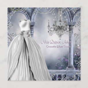 Paarse lavendel roos kroonluchter Quinceanera Kaart