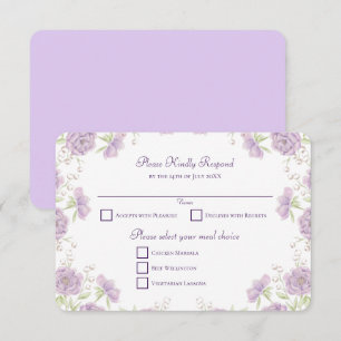 Paarse Lavendel Roze Huwelijk RSVP Antwoord Kaart